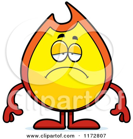 Cartoon of a Depressed Fire Mascot - Royalty Free Vector Clipart by Cory Thoman