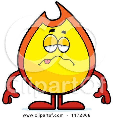 Cartoon of a Sick Fire Mascot - Royalty Free Vector Clipart by Cory Thoman