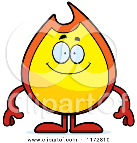Cartoon of a Happy Fire Mascot - Royalty Free Vector Clipart by Cory Thoman