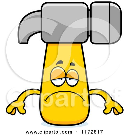 Cartoon of a Depressed Hammer Mascot - Royalty Free Vector Clipart by Cory Thoman