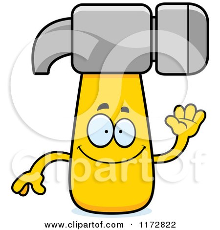 Cartoon of a Waving Hammer Mascot - Royalty Free Vector Clipart by Cory Thoman