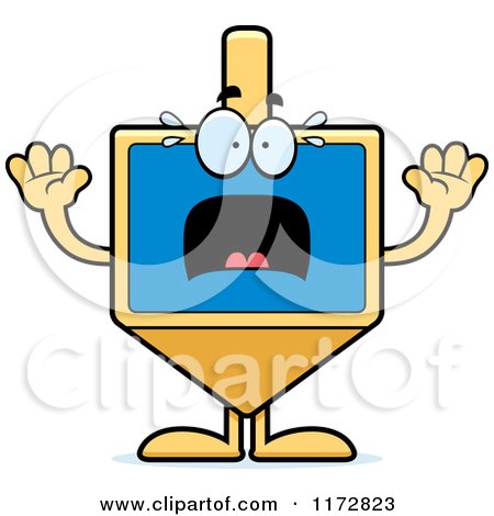 Cartoon of a Screaming Dreidel Mascot - Royalty Free Vector Clipart by Cory Thoman