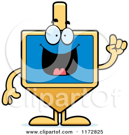 Cartoon of a Smart Dreidel Mascot with an Idea - Royalty Free Vector Clipart by Cory Thoman