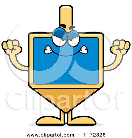 Cartoon of a Mad Dreidel Mascot - Royalty Free Vector Clipart by Cory Thoman