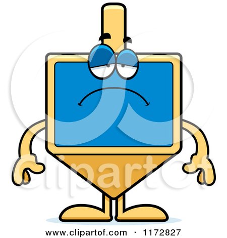 Cartoon of a Depressed Dreidel Mascot - Royalty Free Vector Clipart by Cory Thoman
