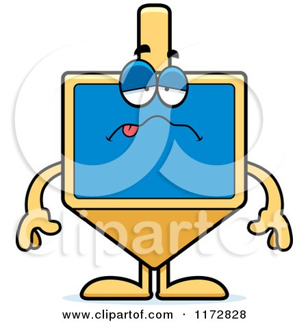 Cartoon of a Sick Dreidel Mascot - Royalty Free Vector Clipart by Cory Thoman