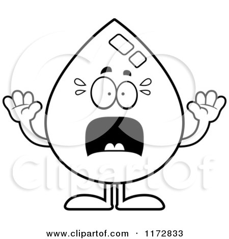 Cartoon Clipart Of A Screaming Water Drop Mascot - Vector Outlined Coloring Page by Cory Thoman