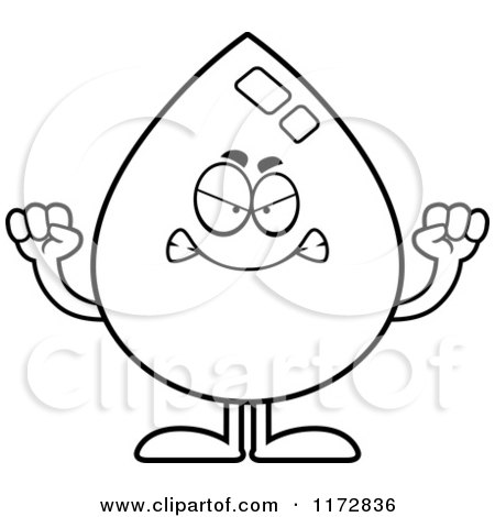 Cartoon Clipart Of A Mad Water Drop Mascot - Vector Outlined Coloring Page by Cory Thoman