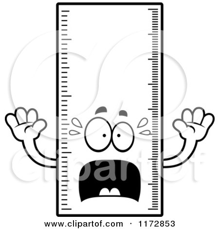Cartoon Clipart Of A Screaming Ruler Mascot - Vector Outlined Coloring Page by Cory Thoman