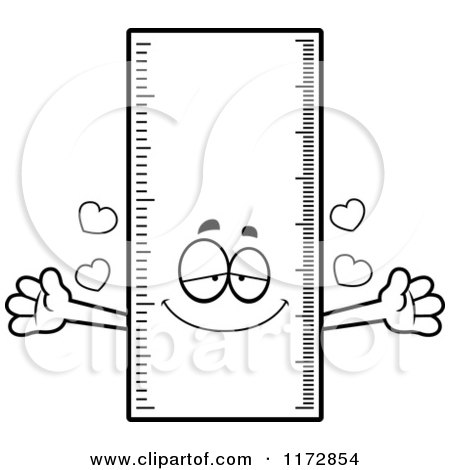 Cartoon Clipart Of A Loving Ruler Mascot - Vector Outlined Coloring Page by Cory Thoman