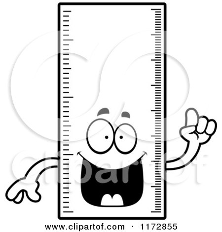 Cartoon Clipart Of A Smart Ruler Mascot with an Idea - Vector Outlined Coloring Page by Cory Thoman