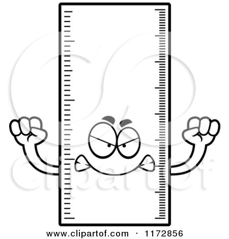Cartoon Clipart Of A Mad Ruler Mascot - Vector Outlined Coloring Page by Cory Thoman