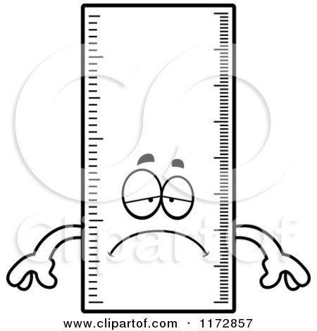 Cartoon Clipart Of A Depressed Ruler Mascot - Vector Outlined Coloring Page by Cory Thoman