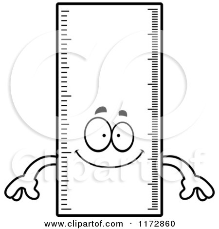 Cartoon Clipart Of A Happy Ruler Mascot - Vector Outlined Coloring Page by Cory Thoman