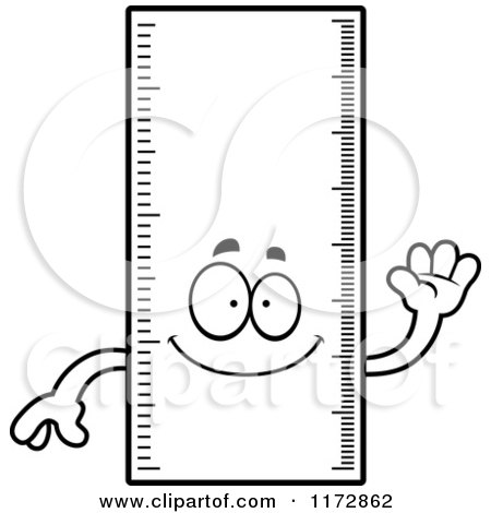Cartoon Clipart Of A Waving Ruler Mascot - Vector Outlined Coloring Page by Cory Thoman