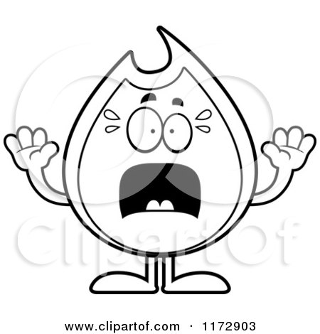 Cartoon Clipart Of A Screaming Fire Mascot - Vector Outlined Coloring Page by Cory Thoman
