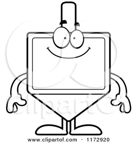 Cartoon Clipart Of A Happy Dreidel Mascot - Vector Outlined Coloring Page by Cory Thoman