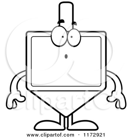 Cartoon Clipart Of A Surprised Dreidel Mascot - Vector Outlined Coloring Page by Cory Thoman