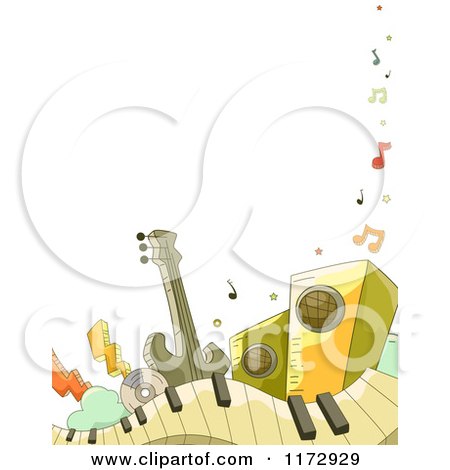 Cartoon of a Border of Music Instruments and Copyspace - Royalty Free Vector Clipart by BNP Design Studio