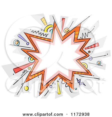 Cartoon of a Burst Explosion Frame with Exclamation Points - Royalty Free Vector Clipart by BNP Design Studio