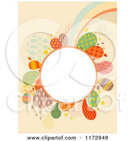 Cartoon of an Abstract Whimsical Frame with a Rainbow and Hearts over Beige - Royalty Free Vector Clipart by BNP Design Studio