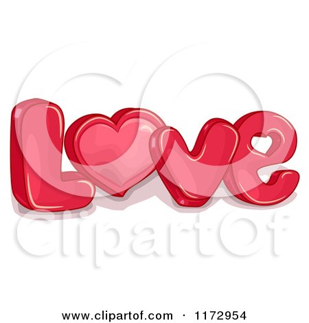 Cartoon of a Red Heart in the Word LOVE - Royalty Free Vector Clipart by BNP Design Studio