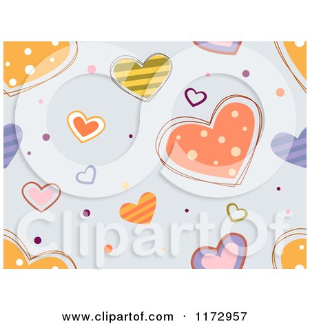 Cartoon of a Seamless Heart Pattern on Gray - Royalty Free Vector Clipart by BNP Design Studio