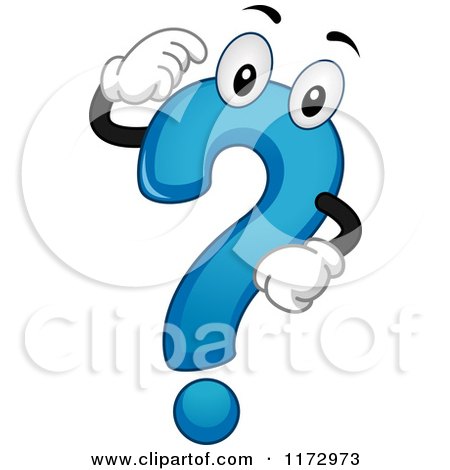 Cartoon of a Thinking Blue Question Mark Mascot - Royalty Free Vector Clipart by BNP Design Studio
