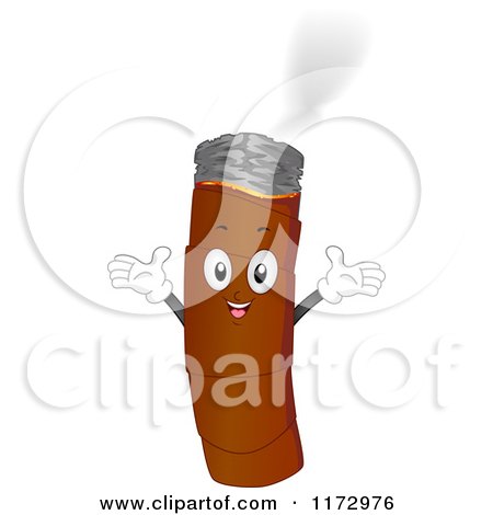 Cartoon of a Cheerful Smoking Cigar Mascot - Royalty Free Vector Clipart by BNP Design Studio