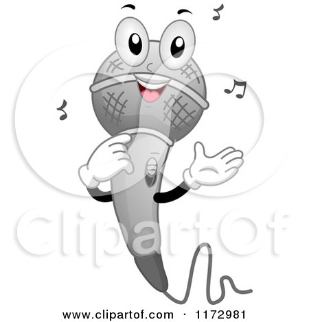 Cartoon of a Singing Microphone Mascot - Royalty Free Vector Clipart by BNP Design Studio