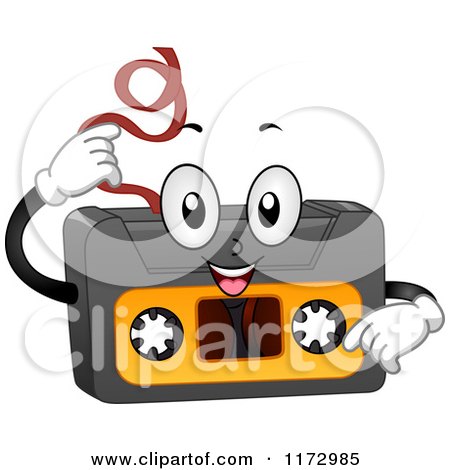 Cartoon of a Cassette Tape Mascot - Royalty Free Vector Clipart by BNP Design Studio