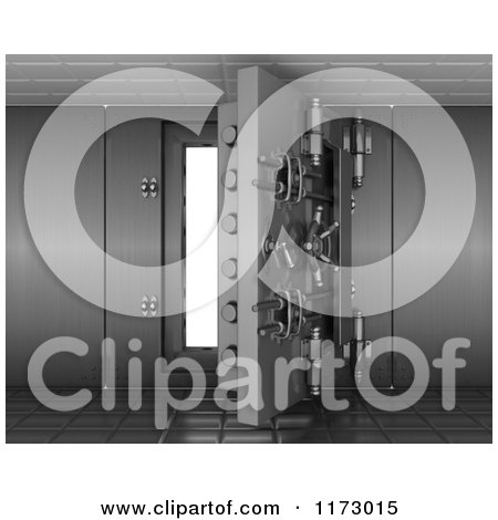 Clipart of a 3d Open Vault Safe Door with White - Royalty Free CGI Illustration by KJ Pargeter
