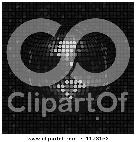 Clipart of a 3d Black Music Disco Ball over Mosaic - Royalty Free Vector Illustration by elaineitalia