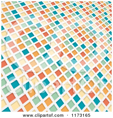 Clipart of a Colorful 3d Mosaic Background - Royalty Free Vector Illustration by elaineitalia