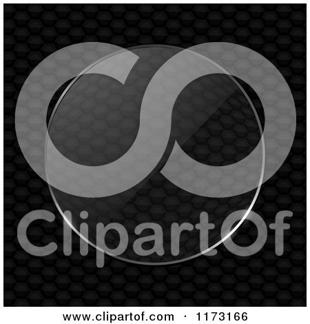 Clipart of a 3d Lens over a Black Honeycomb Texture - Royalty Free Vector Illustration by elaineitalia