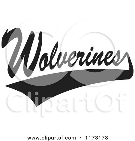 Clipart of a Black and White Tailsweep and Wolverines Sports Team Text - Royalty Free Vector Illustration by Johnny Sajem