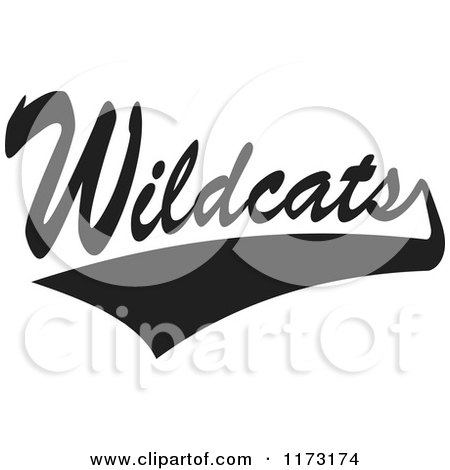 Clipart of a Black and White Tailsweep and Wildcats Sports Team Text - Royalty Free Vector Illustration by Johnny Sajem