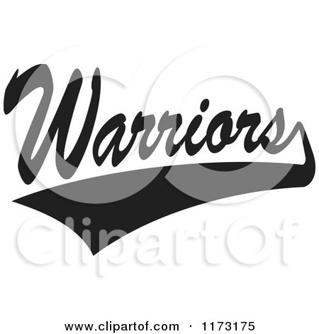 Clipart of a Black and White Tailsweep and Warriors Sports Team Text - Royalty Free Vector Illustration by Johnny Sajem