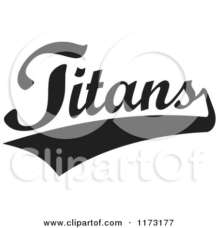 Clipart of a Black and White Tailsweep and Titans Sports Team Text - Royalty Free Vector Illustration by Johnny Sajem
