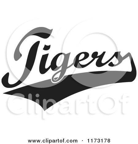 Clipart of a Black and White Tailsweep and Tigers Sports Team Text - Royalty Free Vector Illustration by Johnny Sajem