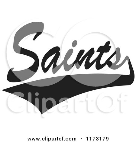 Clipart of a Black and White Tailsweep and Saints Sports Team Text - Royalty Free Vector Illustration by Johnny Sajem