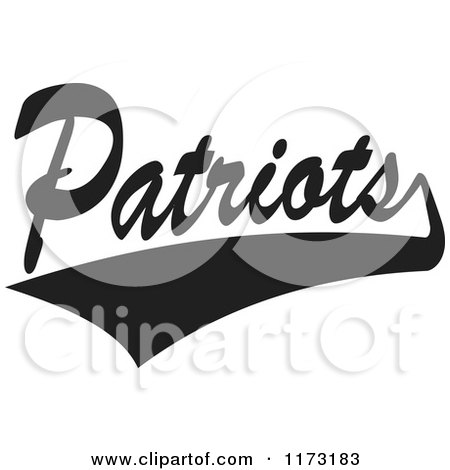 Clipart of a Black and White Tailsweep and Patriots Sports Team Text - Royalty Free Vector Illustration by Johnny Sajem