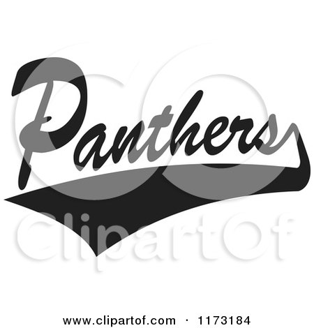 Clipart of a Black and White Tailsweep and Panthers Sports Team Text - Royalty Free Vector Illustration by Johnny Sajem