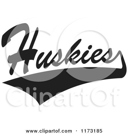 Clipart of a Black and White Tailsweep and Huskies Sports Team Text - Royalty Free Vector Illustration by Johnny Sajem