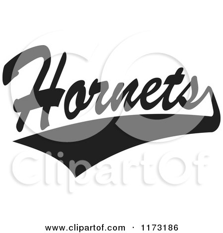 Clipart of a Black and White Tailsweep and Hornets Sports Team Text - Royalty Free Vector Illustration by Johnny Sajem