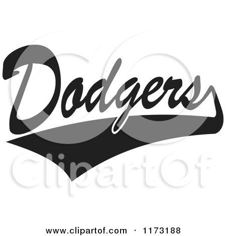 Clipart of a Black and White Tailsweep and Dodgers Sports Team Text - Royalty Free Vector Illustration by Johnny Sajem