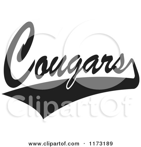 Clipart of a Black and White Tailsweep and Cougars Sports Team Text - Royalty Free Vector Illustration by Johnny Sajem