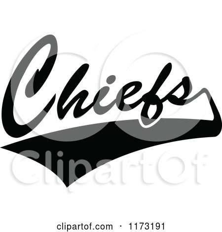 Clipart of a Black and White Tailsweep and Chiefs Sports Team Text - Royalty Free Vector Illustration by Johnny Sajem