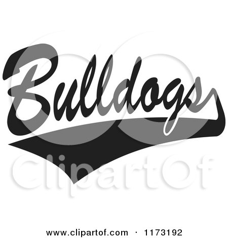 Clipart of a Black and White Tailsweep and Bulldogs Sports Team Text - Royalty Free Vector Illustration by Johnny Sajem