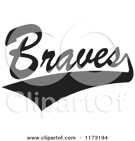 Clipart of a Black and White Tailsweep and Braves Sports Team Text - Royalty Free Vector Illustration by Johnny Sajem
